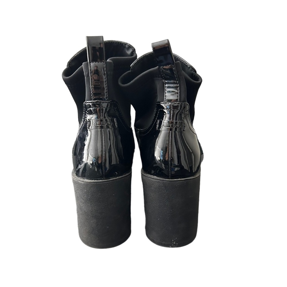 ALDO Women’s Platform Black Pull-Tab Bigmood Leather Chelsea Boots Size 11 - Picture 3 of 11